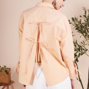 Island Shop Coral Cotton Poplin Shirt Size 6 Small